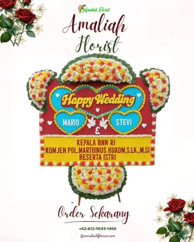 Karangan Papan Bunga Pernikahan di Iwul